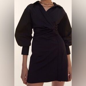 Zara NWT poplin Black Long Sleeve Dress